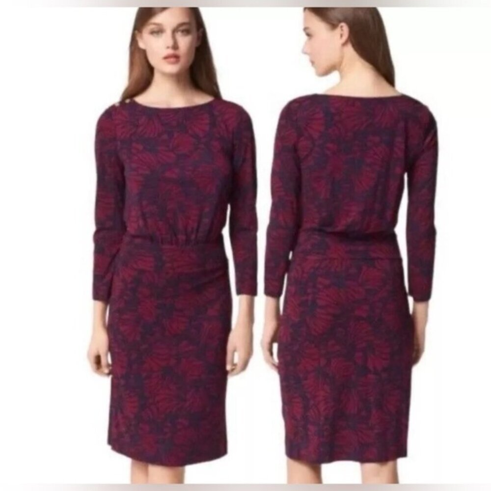 NWT TORY BURCH ETTA DRESS TORY NAVY AZOLLA COMBO A/988 Floral Print LS SMALL
